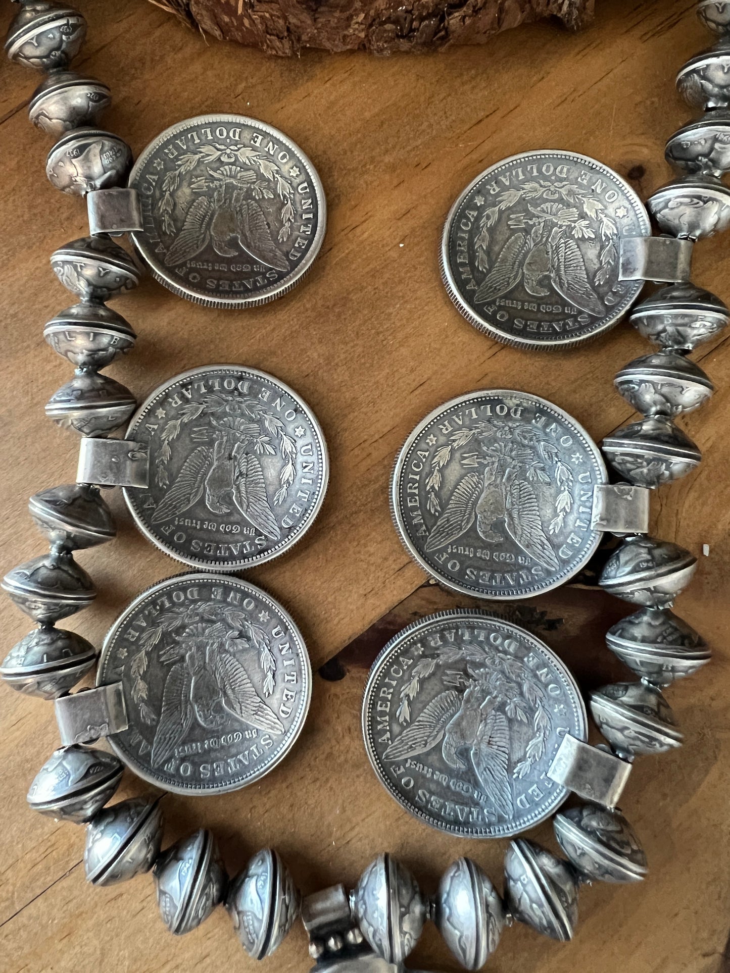 Buffalo Dancer Morgan Dollar Squash Blossom Style Necklace