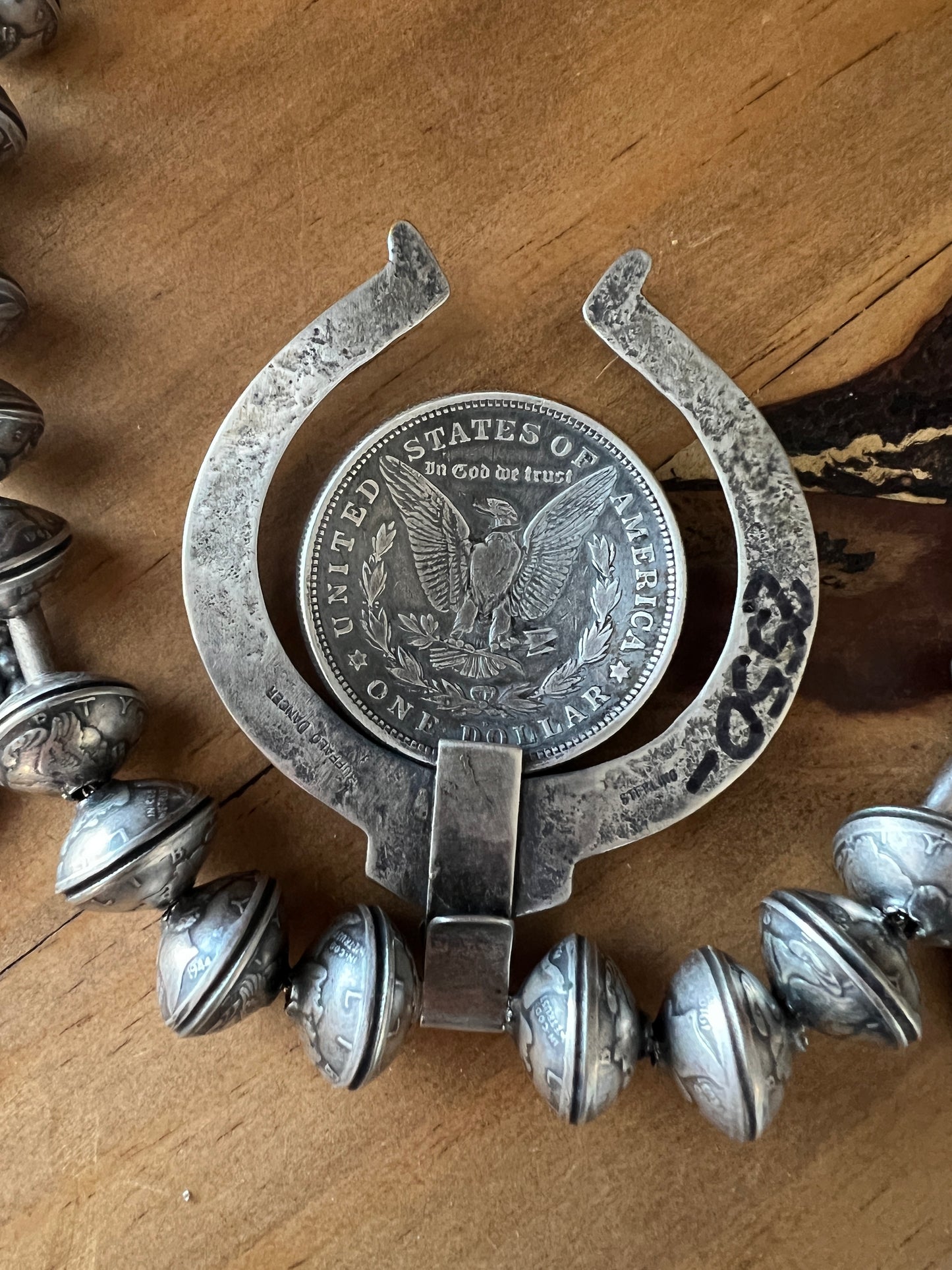 Buffalo Dancer Morgan Dollar Squash Blossom Style Necklace