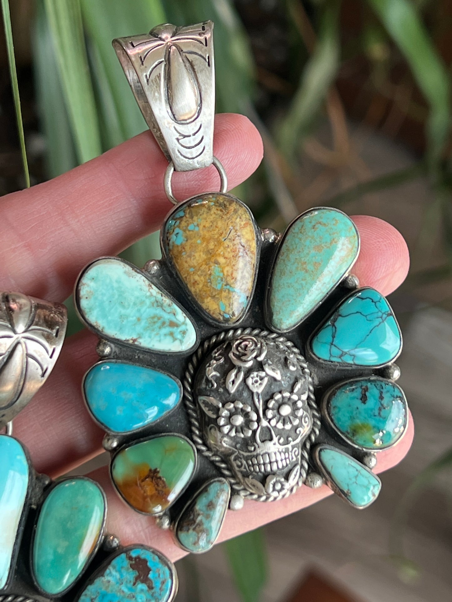 Patrick Yazzie Mixed Mine Turquoise Sugar Skull Pendants