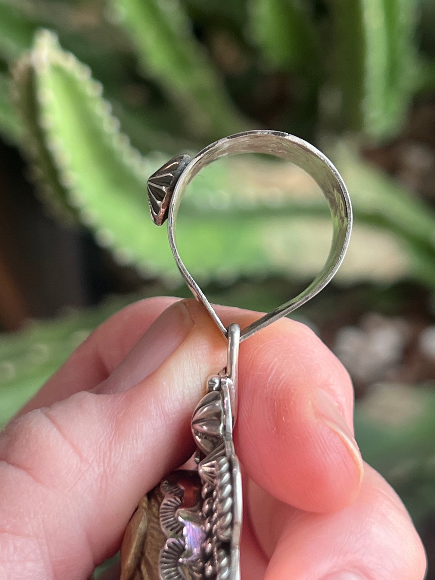 Sterling Silver and Carved Antler Pendant by Apache Artist, Rosella Paxson
