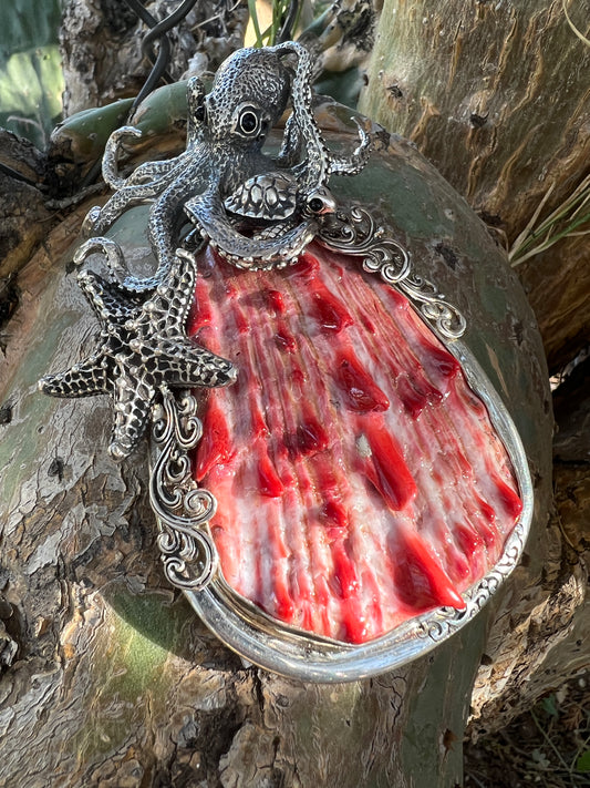 Balinese Sterling and Spiny Oyster Octopus Pendant