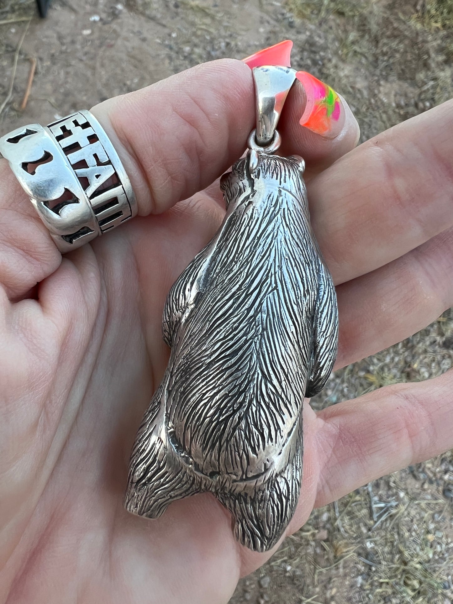 3 Dimensional Balinese Sterling Bear Pendant