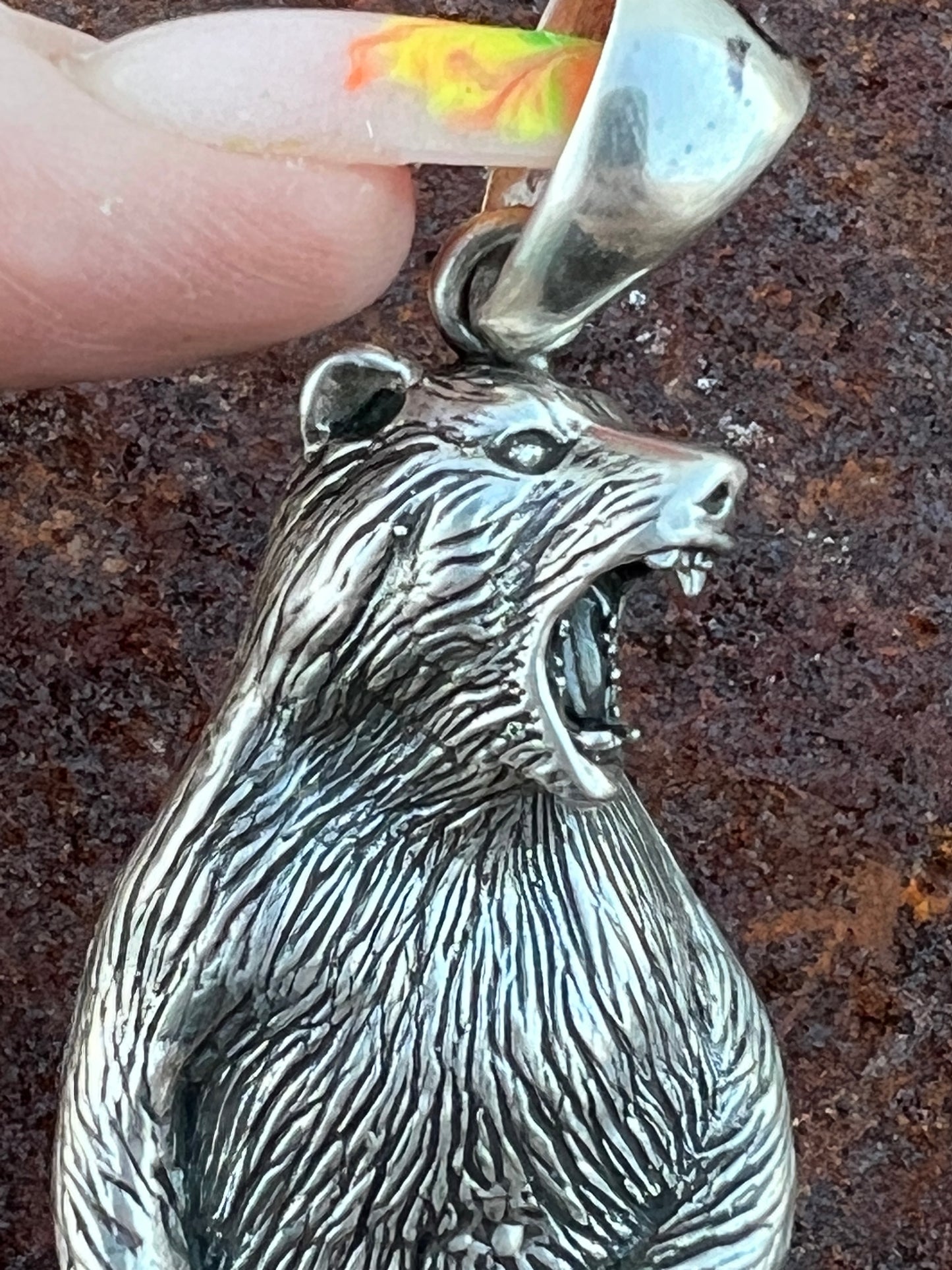 3 Dimensional Balinese Sterling Bear Pendant