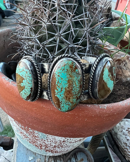 Rustic Forged Number 8 Turquoise Cuff