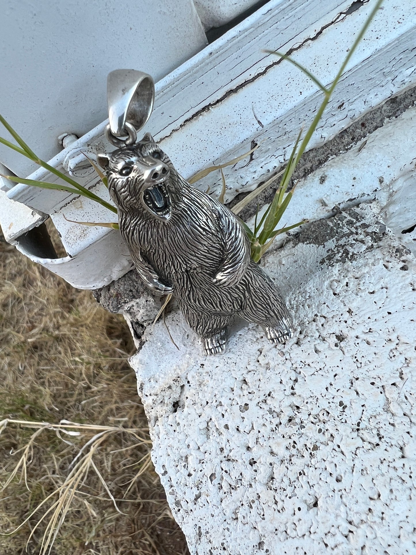 3 Dimensional Balinese Sterling Bear Pendant