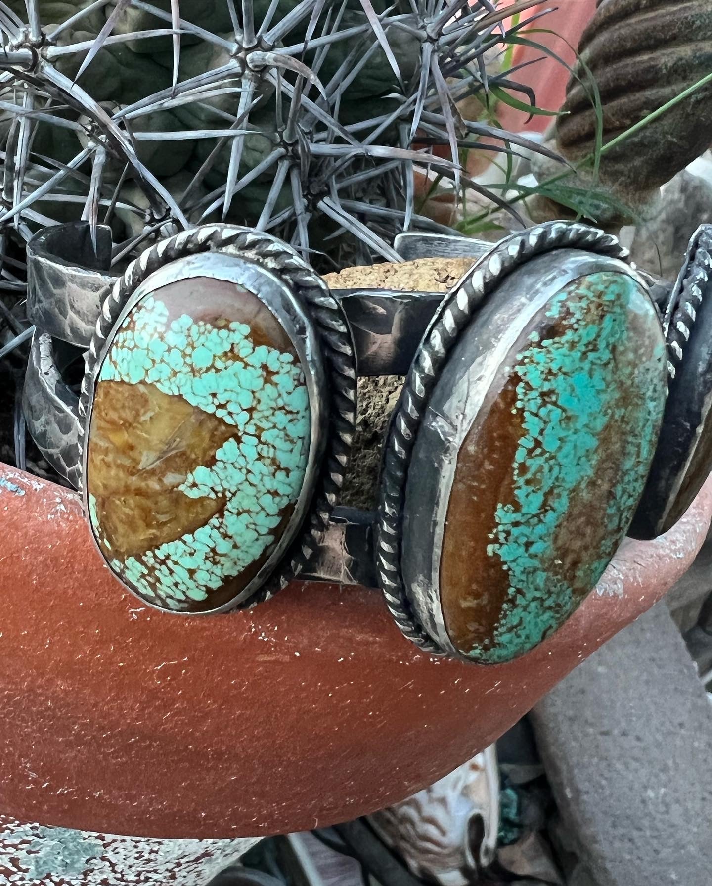 Rustic Forged Number 8 Turquoise Cuff