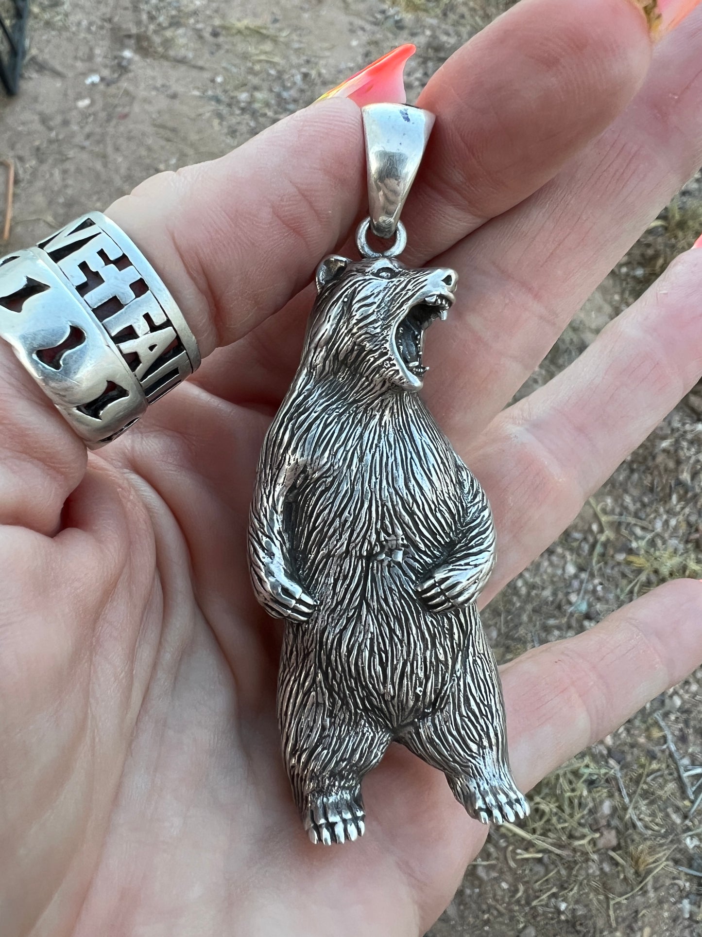3 Dimensional Balinese Sterling Bear Pendant