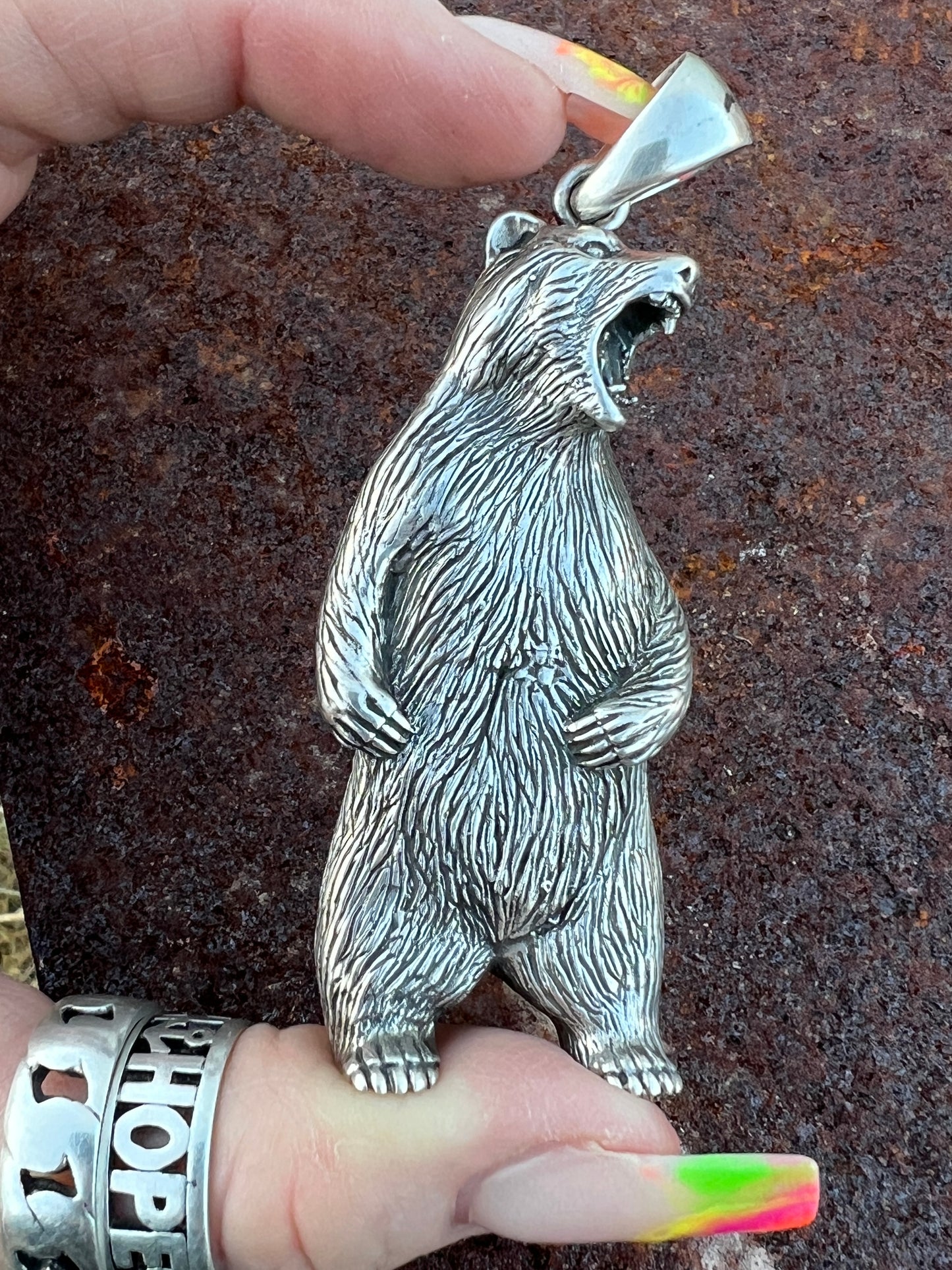 3 Dimensional Balinese Sterling Bear Pendant