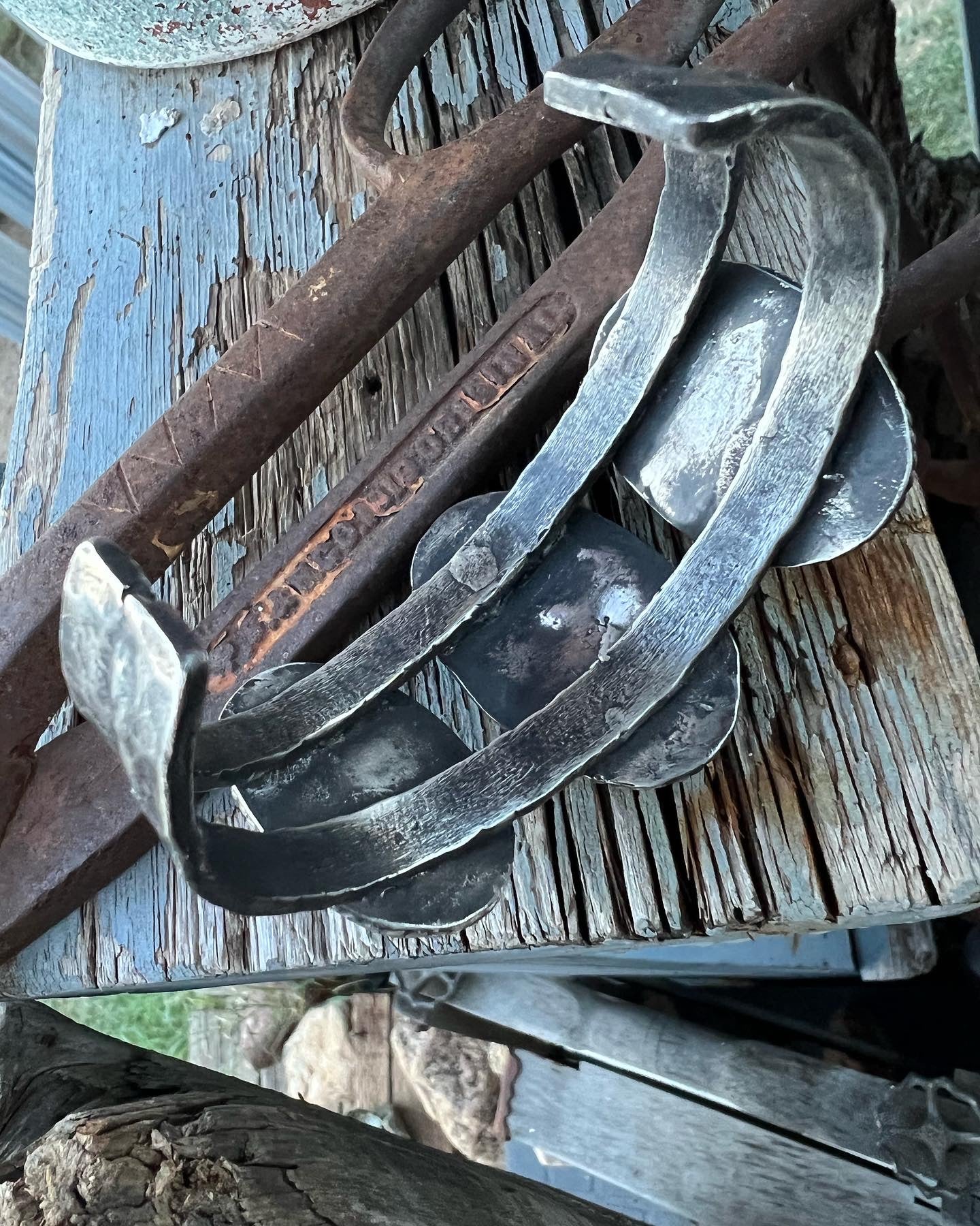 Rustic Forged Number 8 Turquoise Cuff