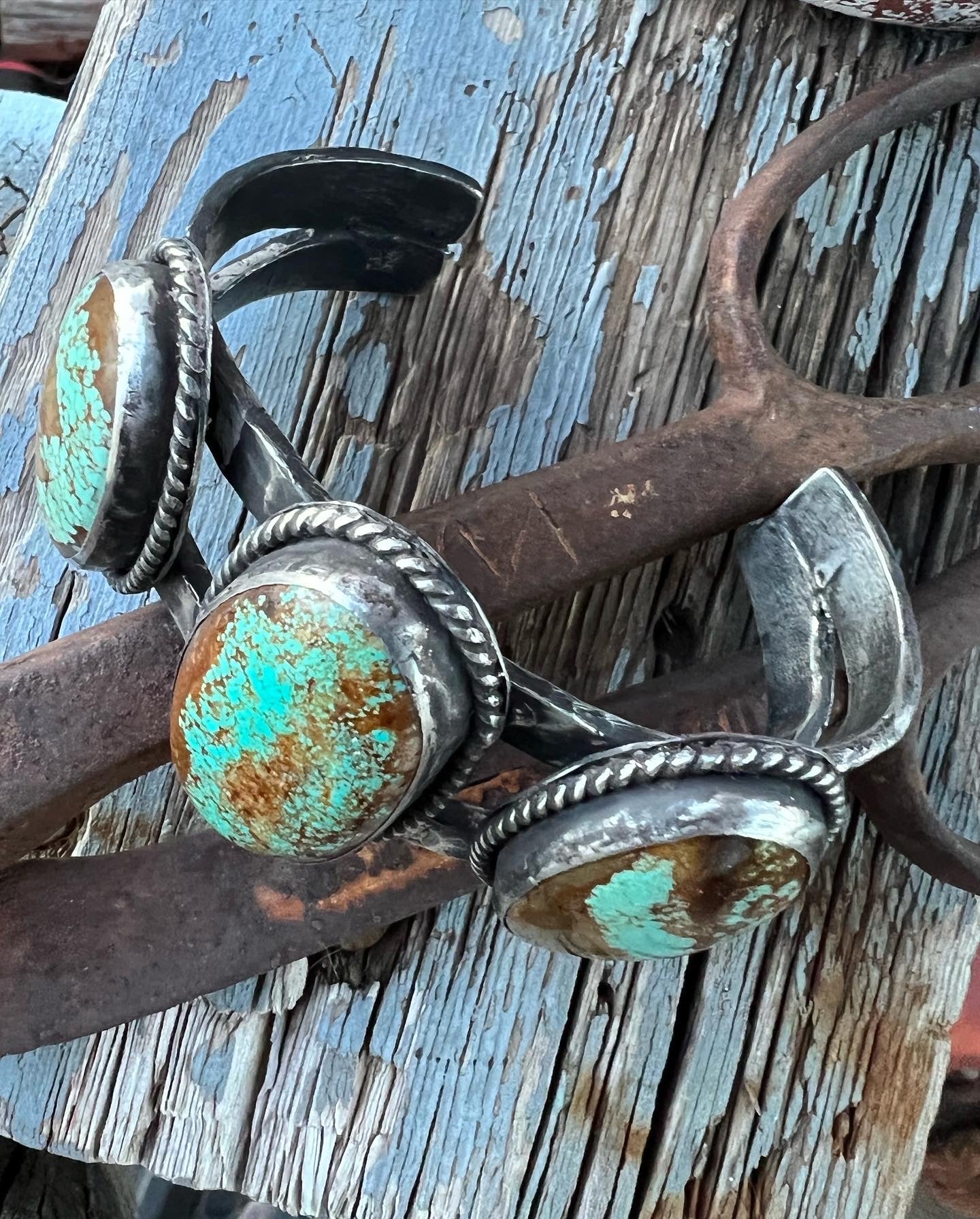 Rustic Forged Number 8 Turquoise Cuff