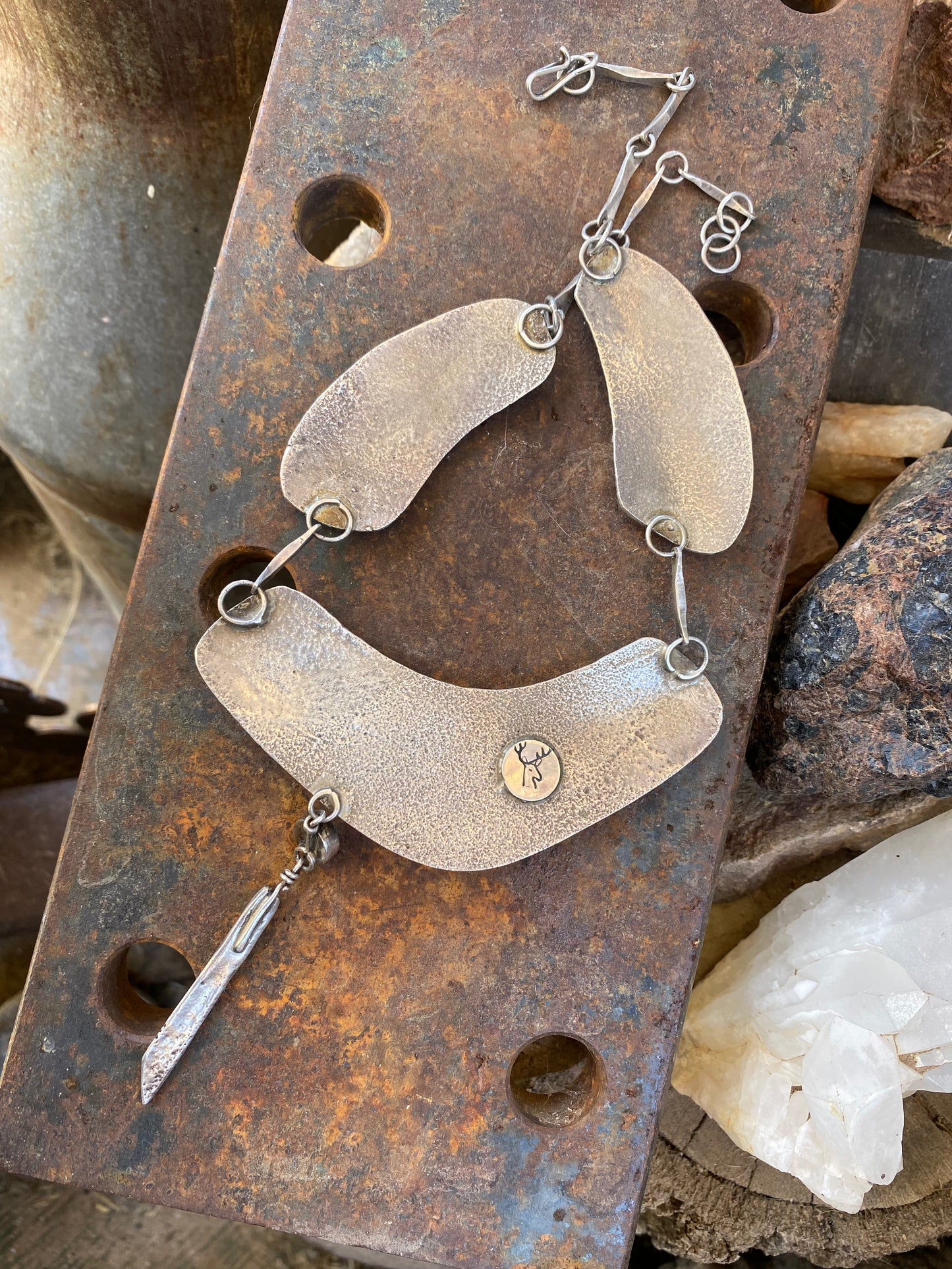 Sterling Tufa Cast Panel Necklace