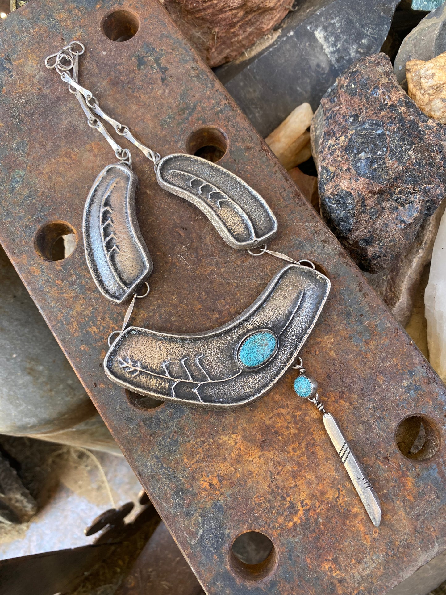 Sterling Tufa Cast Panel Necklace