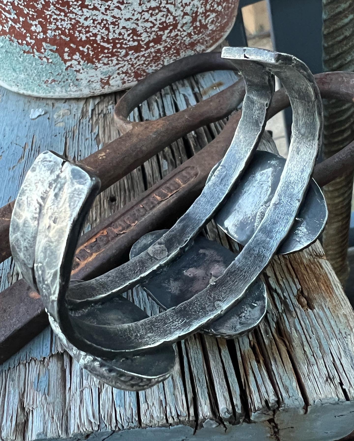 Rustic Forged Number 8 Turquoise Cuff