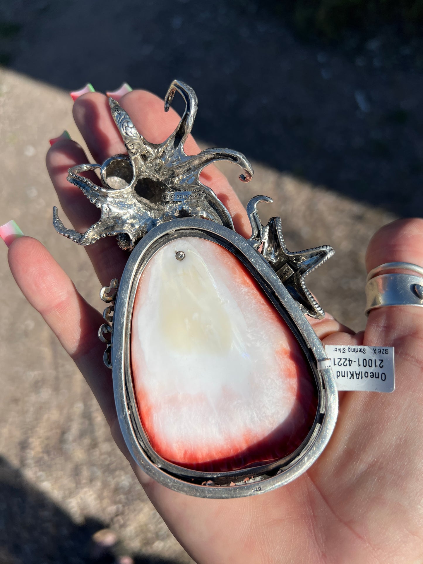 Balinese Sterling and Spiny Oyster Octopus Pendant