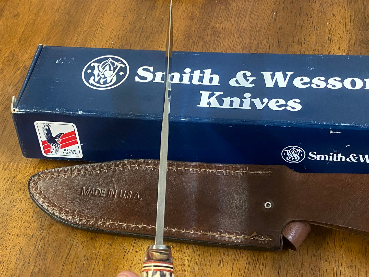 First production Run Smith & Wesson SW-1 Custom Stag Sheath Knife #141