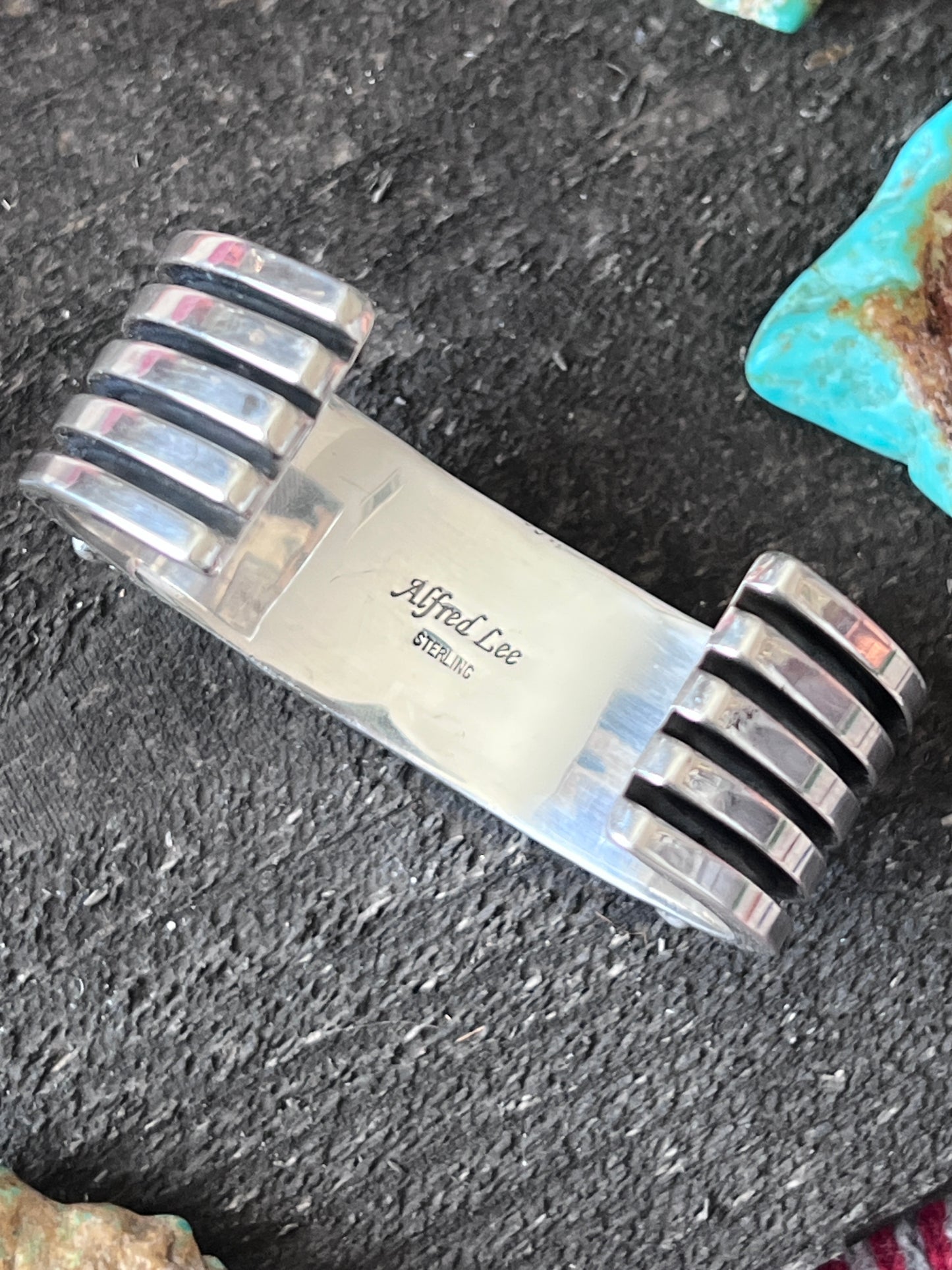 Hefty Sterling Silver and Sugilite Cuff Bracelet by Navajo Artist, Alfred Lee Sr.