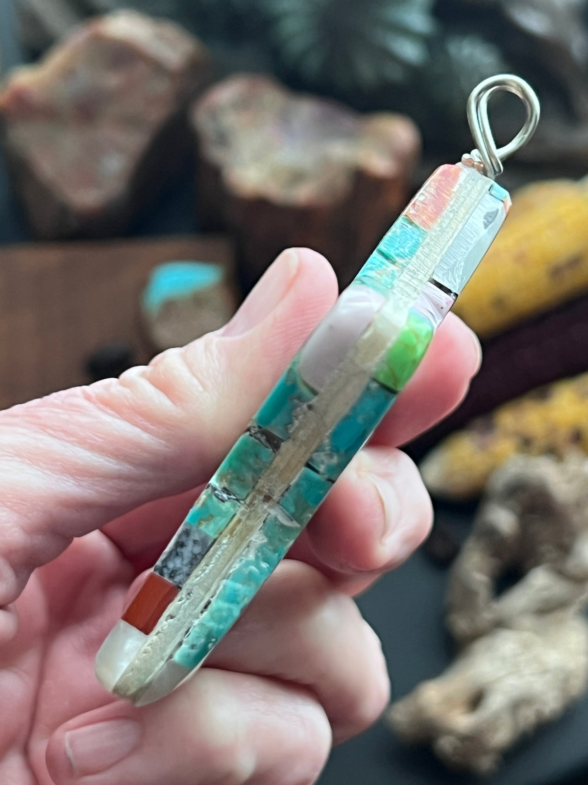 Charles Bird Mosaic Turquoise Double Sided Star Pendant