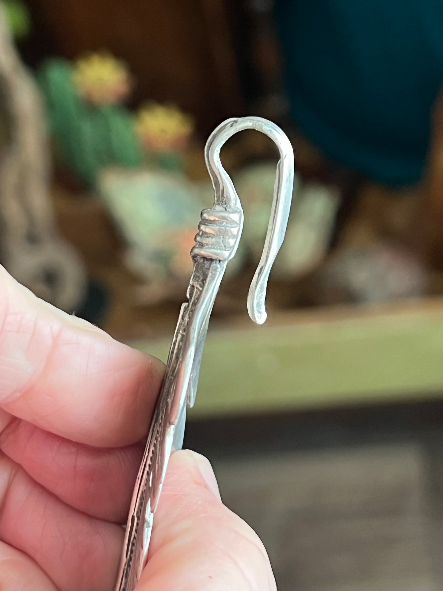 Rustic Sterling Silver Feather Pendant by Santa Fe Artist, Buffalo