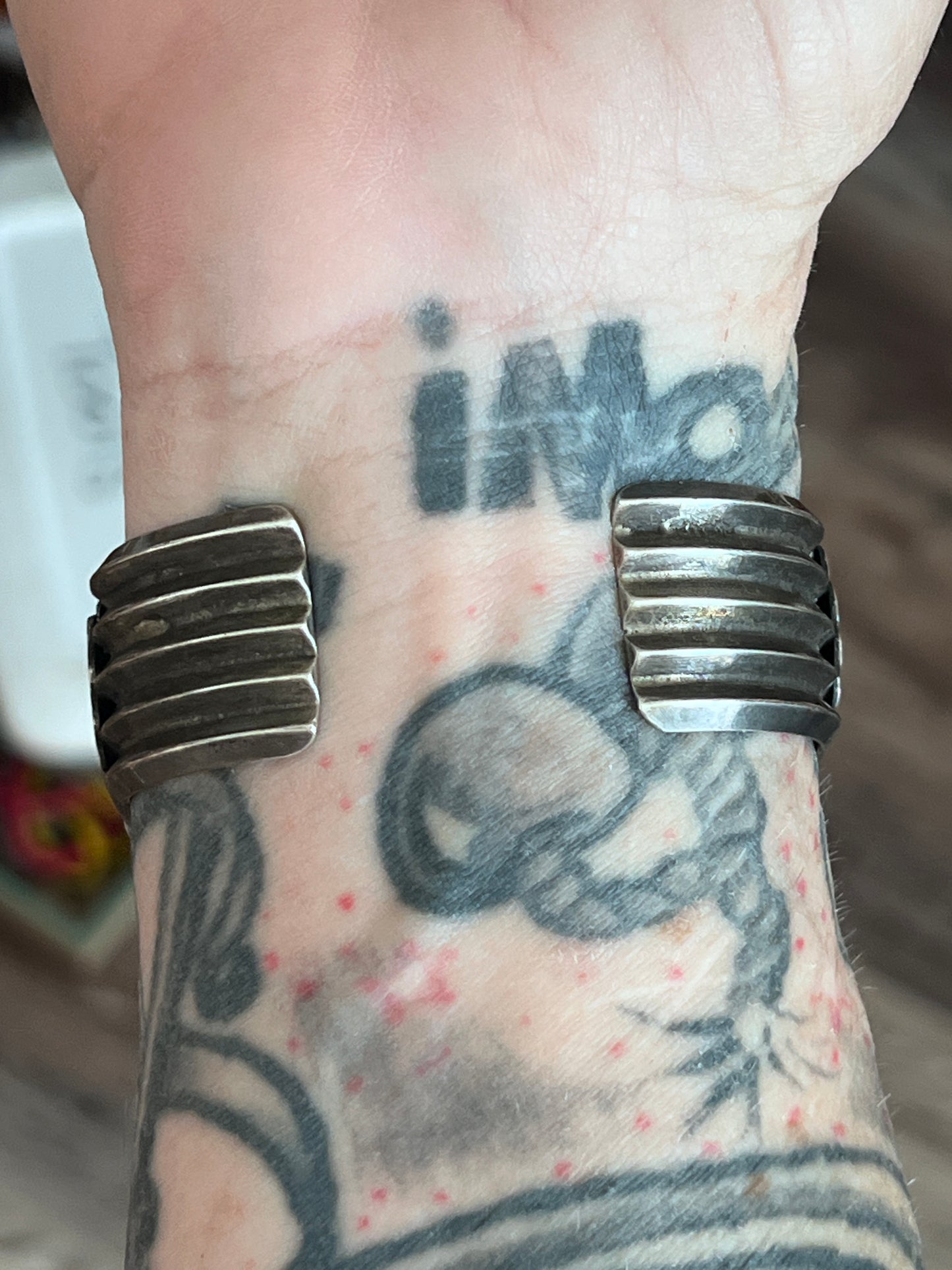 Chunky Dean Sandoval Sterling Silver and Pilot Mountain Turquoise Thunderbird Cuff Bracelet
