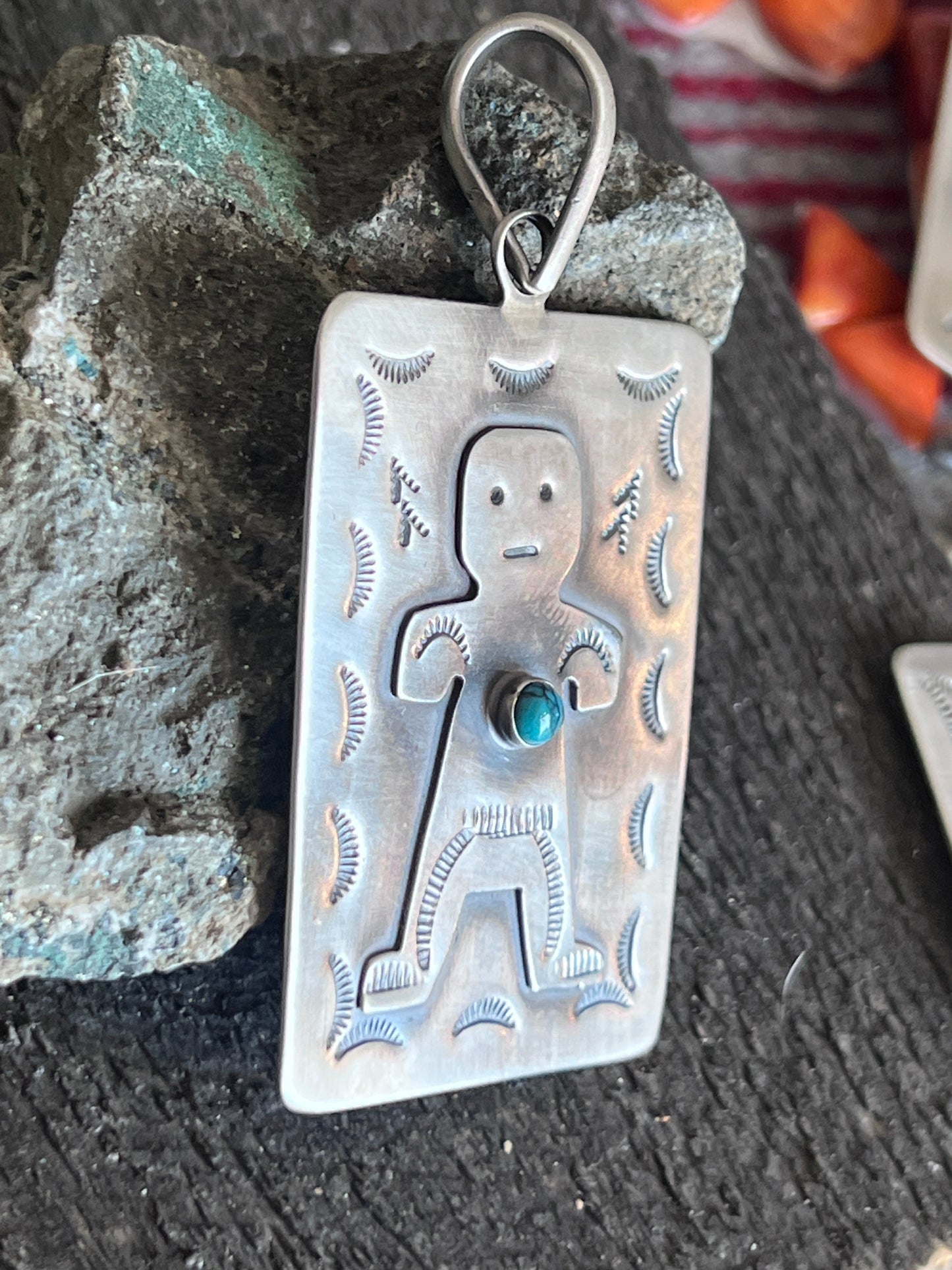 Hand Stamped Sterling Silver Fred Harvey Era Inspired Kachina Tag Pendant by Kimari Somers