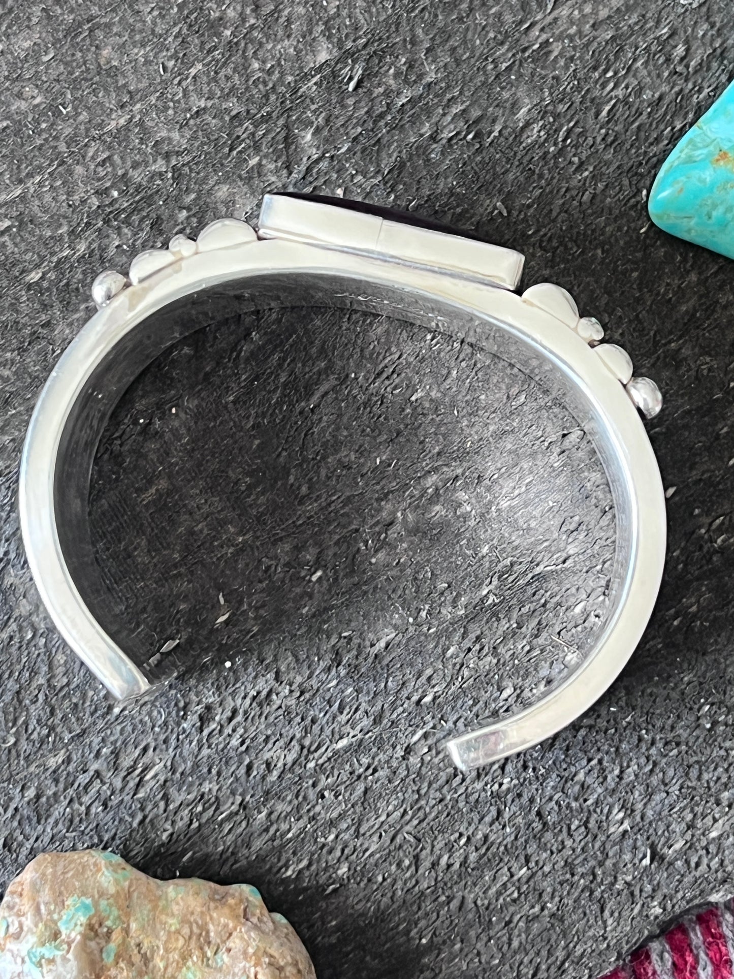 Hefty Sterling Silver and Sugilite Cuff Bracelet by Navajo Artist, Alfred Lee Sr.