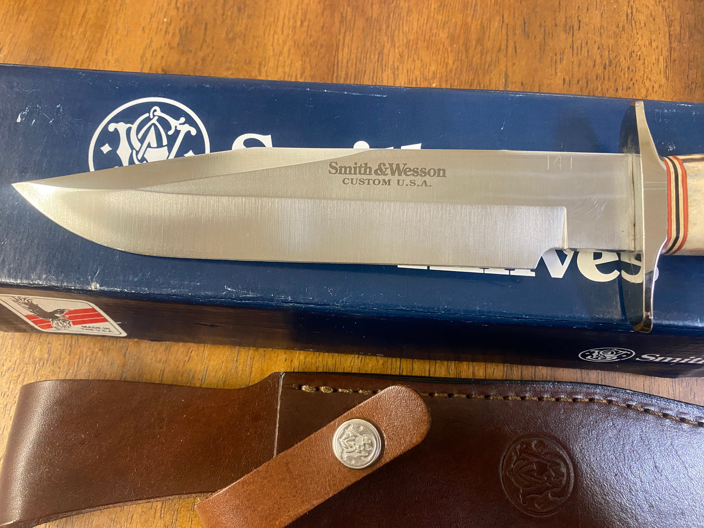 First production Run Smith & Wesson SW-1 Custom Stag Sheath Knife #141