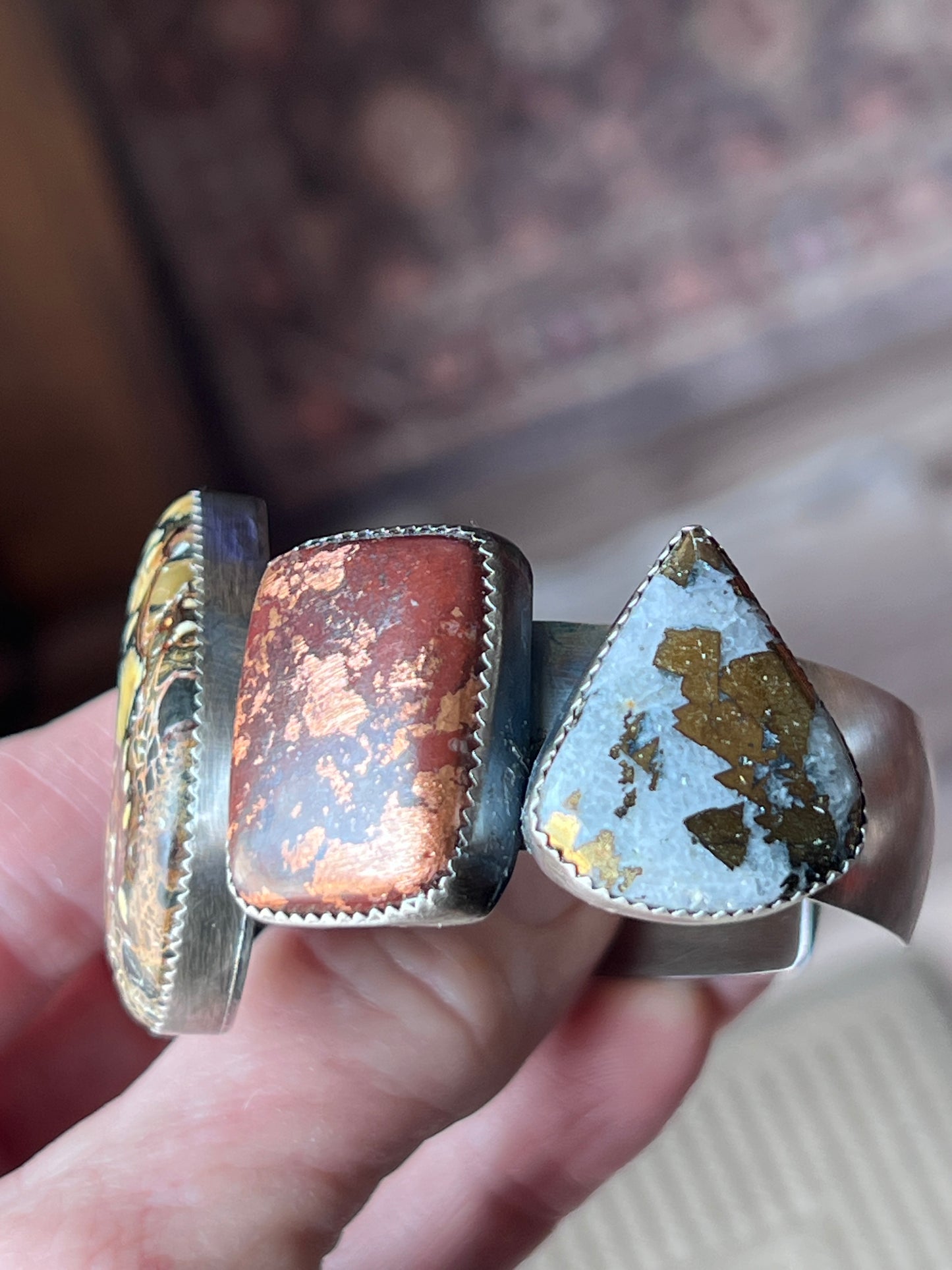 Sterling Silver Rock Collector’s Cuff Bracelet by Isaac Baca