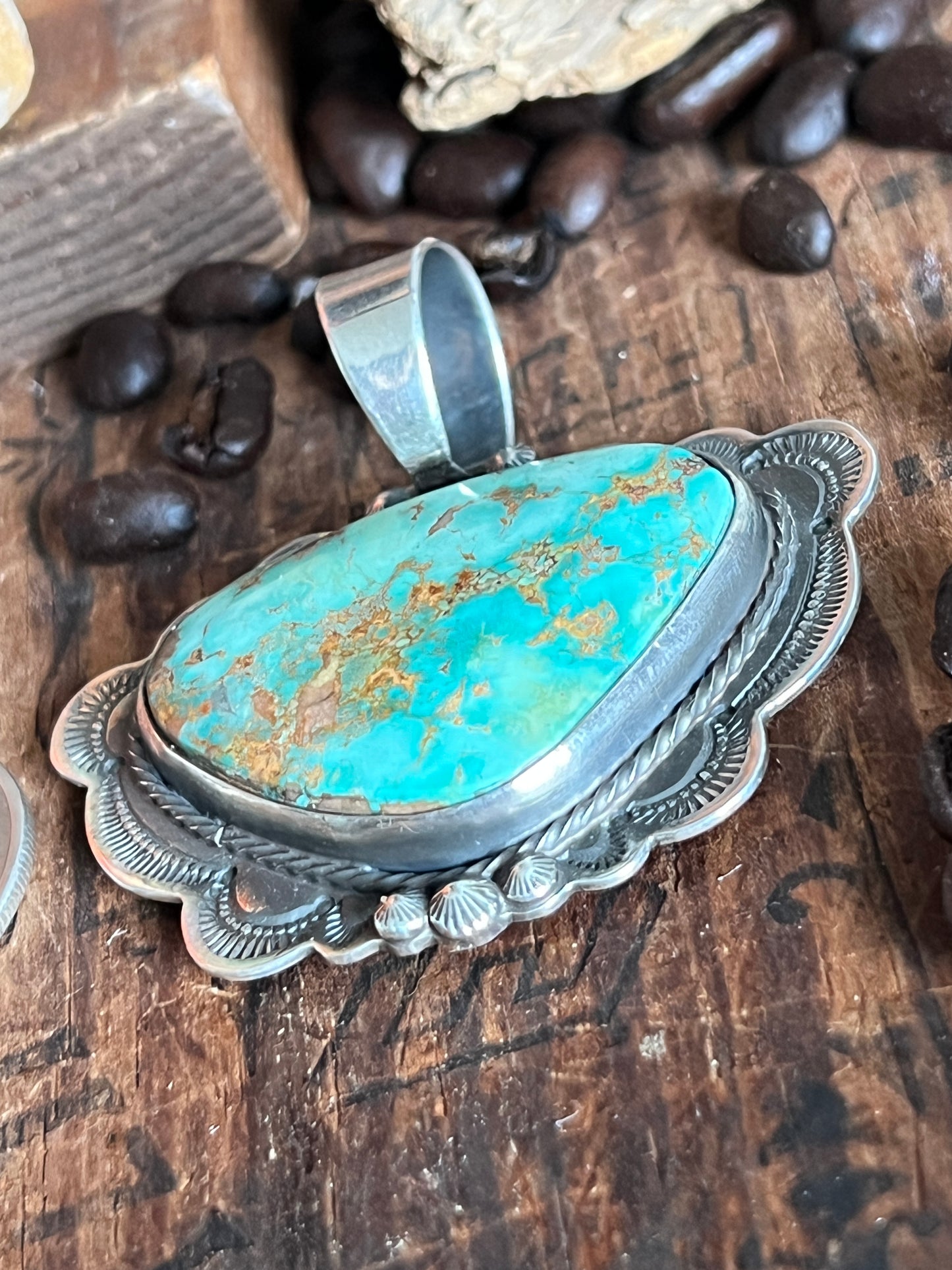 Sterling Silver and Royston Turquoise Pendant by Kimari Somers