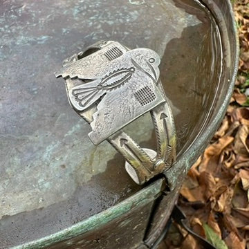 Vintage Artisan Made Ingot Silver Thunderbird Cuff Bracelet, by Buffalo