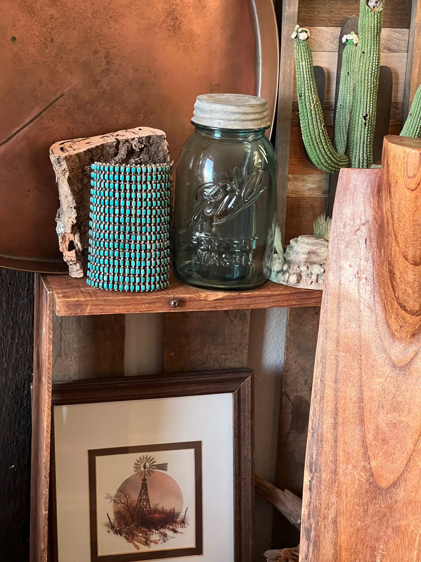 Epic Navajo Made 15 Row Sterling Silver and Turquoise Gauntlet Style Cuff Bracelet