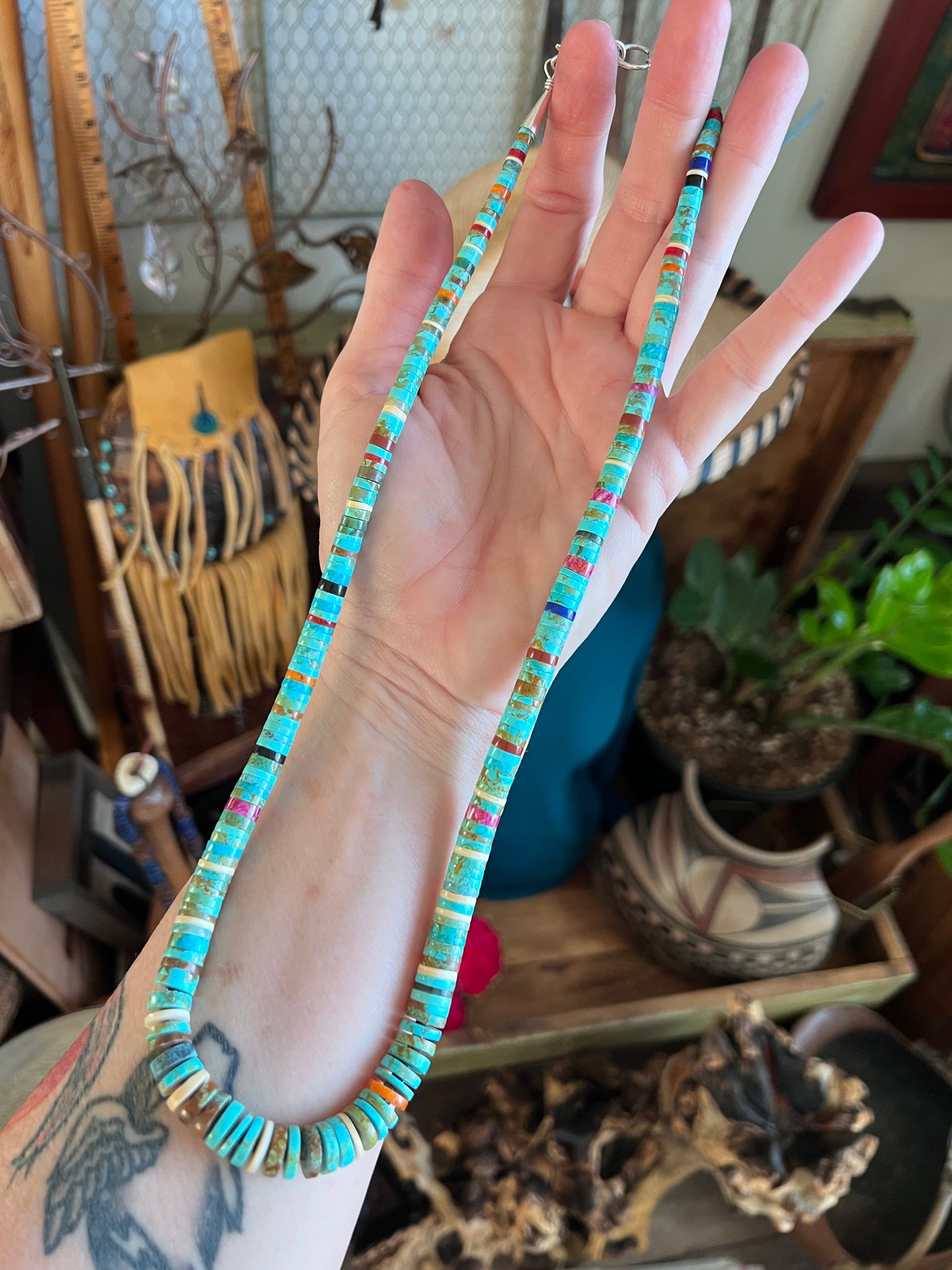 Ronald Chavez Handcrafted Multistone Graduated Heishi Bead Necklace, 24.5 inches