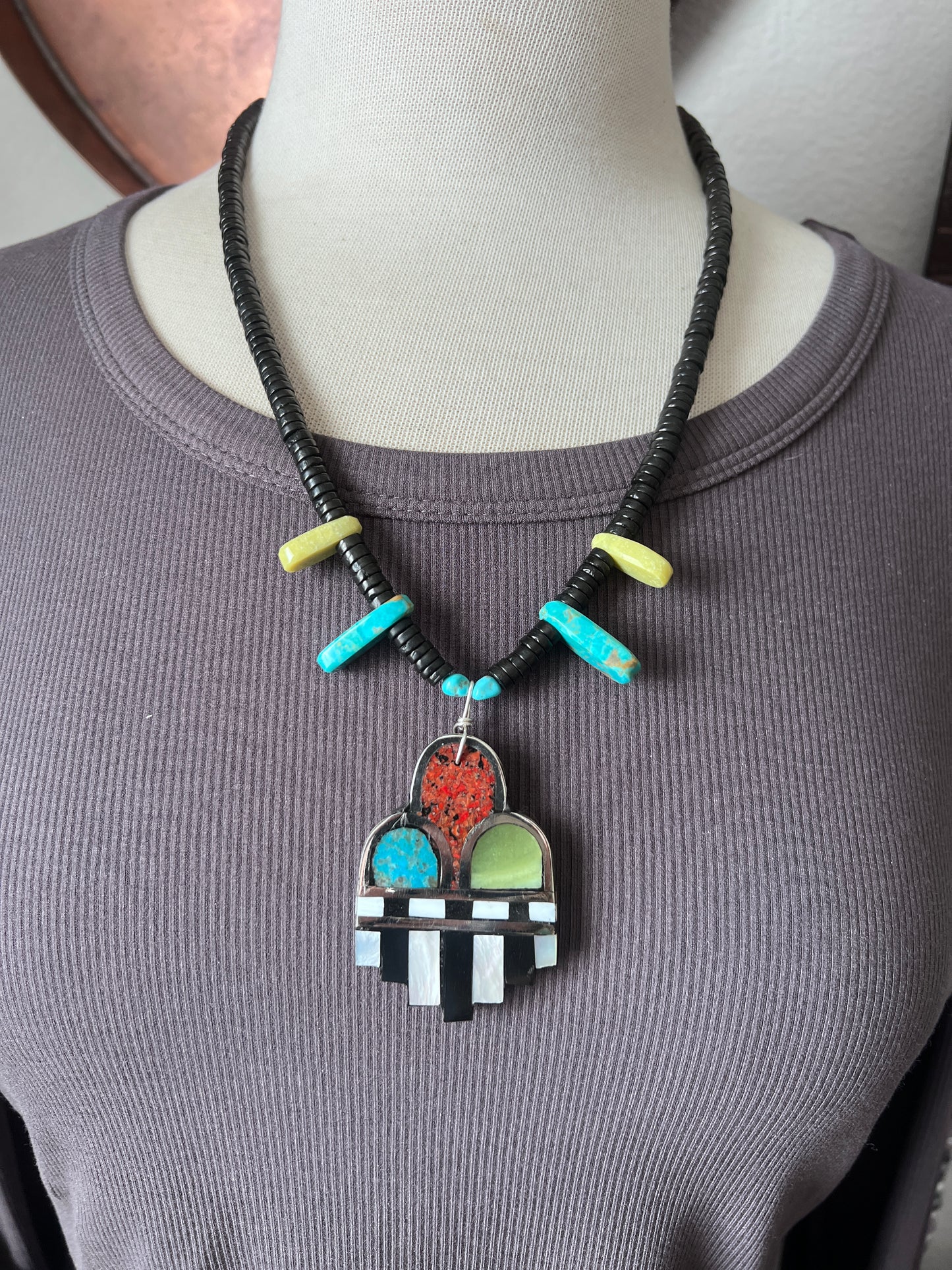 Warren Nieto Sterling Silver and Inlaid Stone Monsoon Cloud Desert Dreamer Necklace
