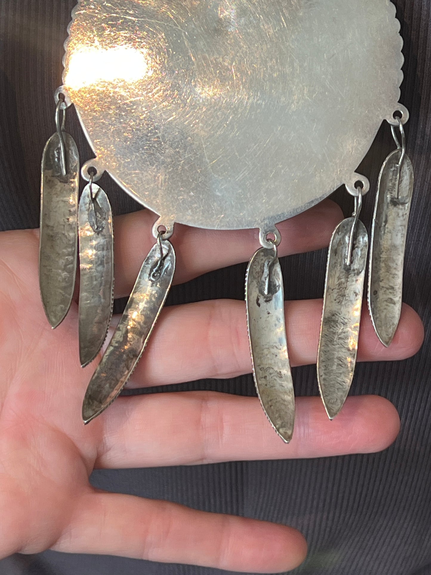 Vintage Sterling silver and Turquoise Turtle Themed Squash Blossom Style Necklace
