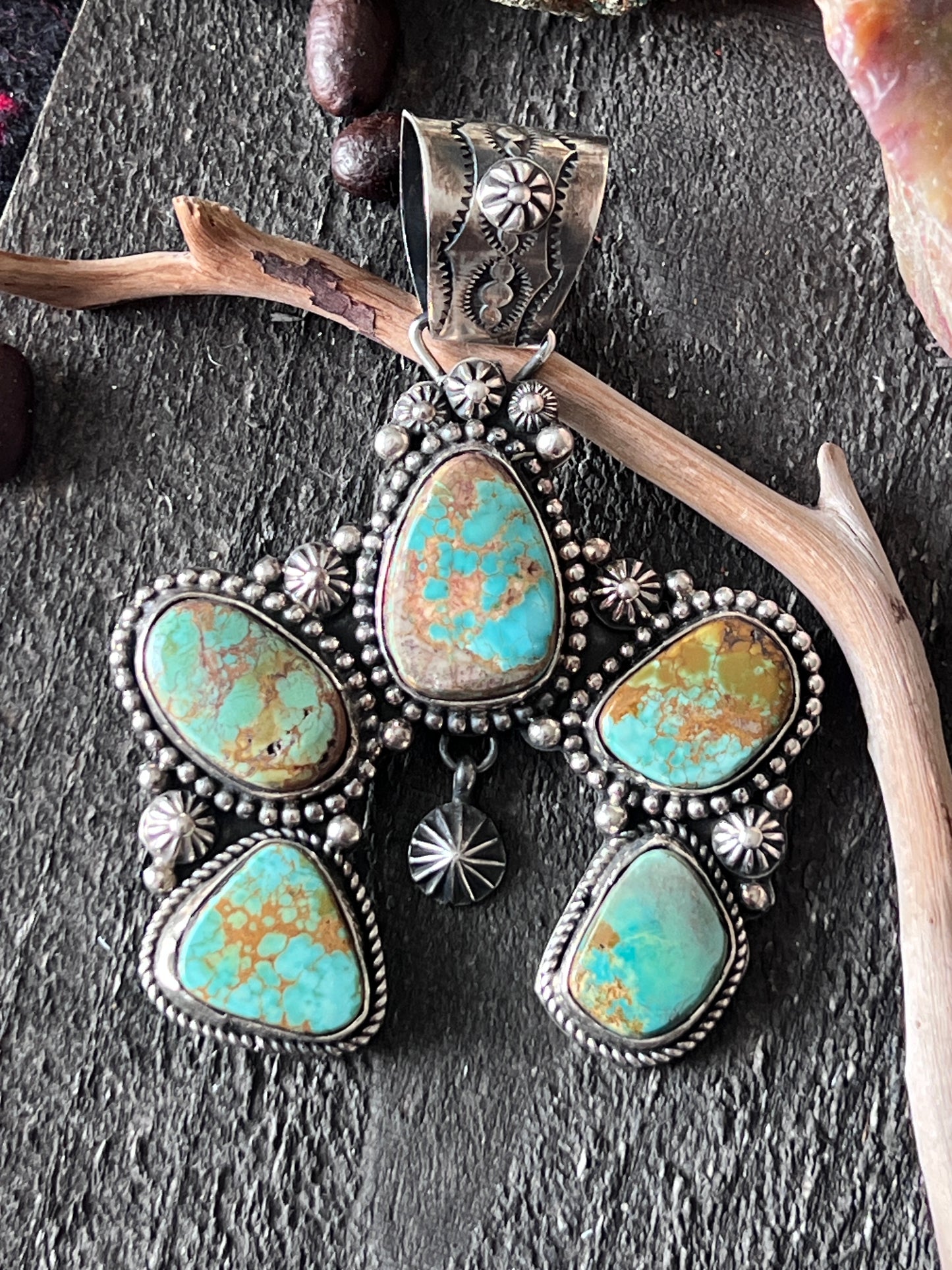 Rosella Paxson Sterling Silver and Royston Turquoise Naja Pendant