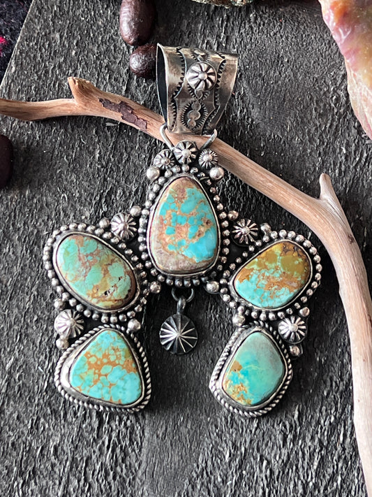 Rosella Paxson Sterling Silver and Royston Turquoise Naja Pendant