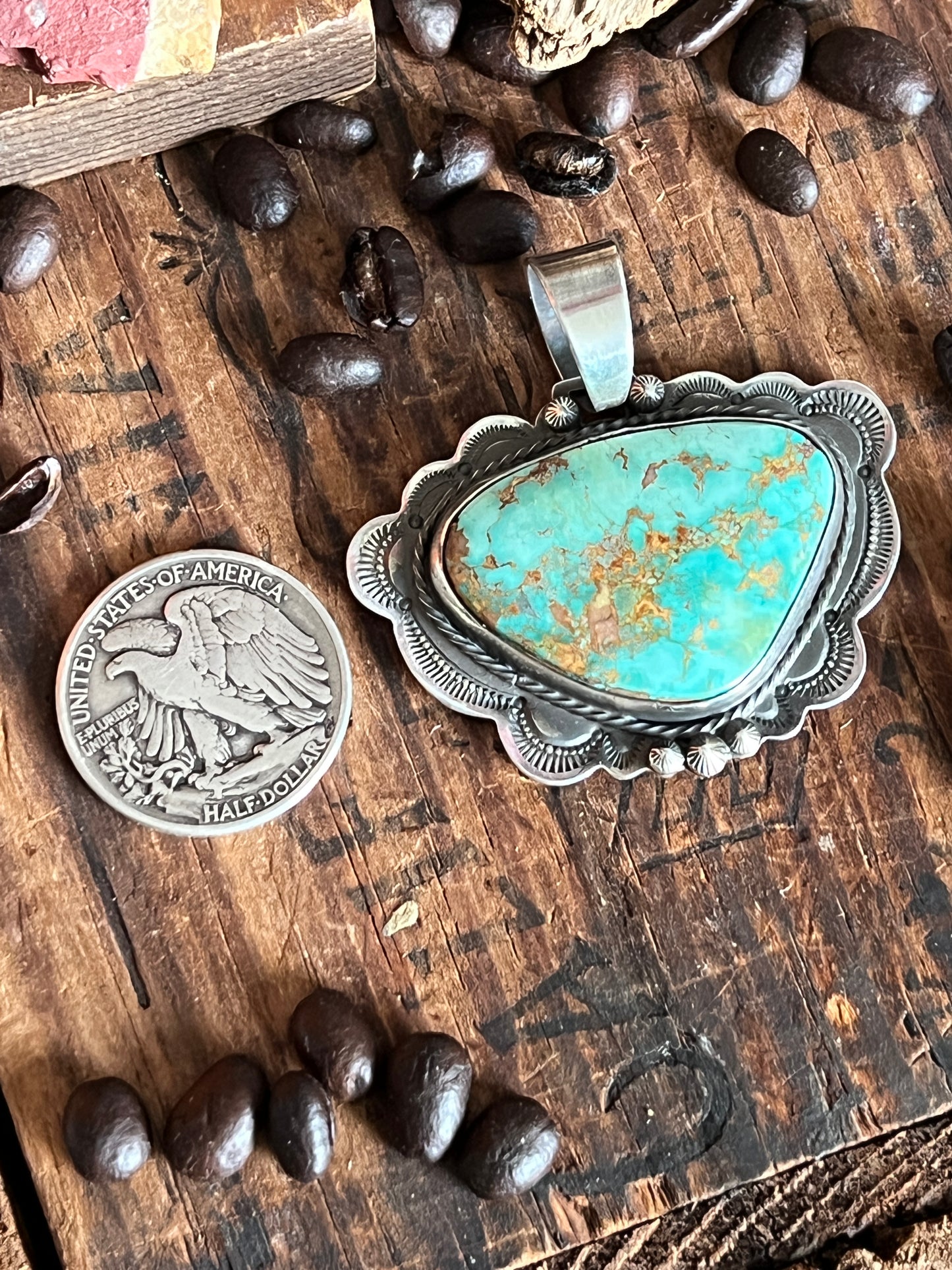 Sterling Silver and Royston Turquoise Pendant by Kimari Somers