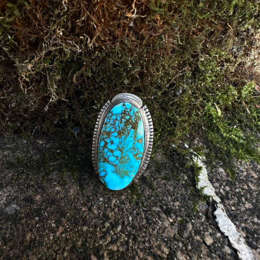 Navajo Sterling Silver and Turquoise Ring Signed by Thomas Francisco