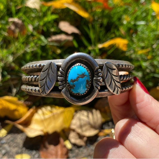 Vintage Atkinson Trading Company Sterling Silver and Turquoise Heavy Gauge Cuff Bracelet