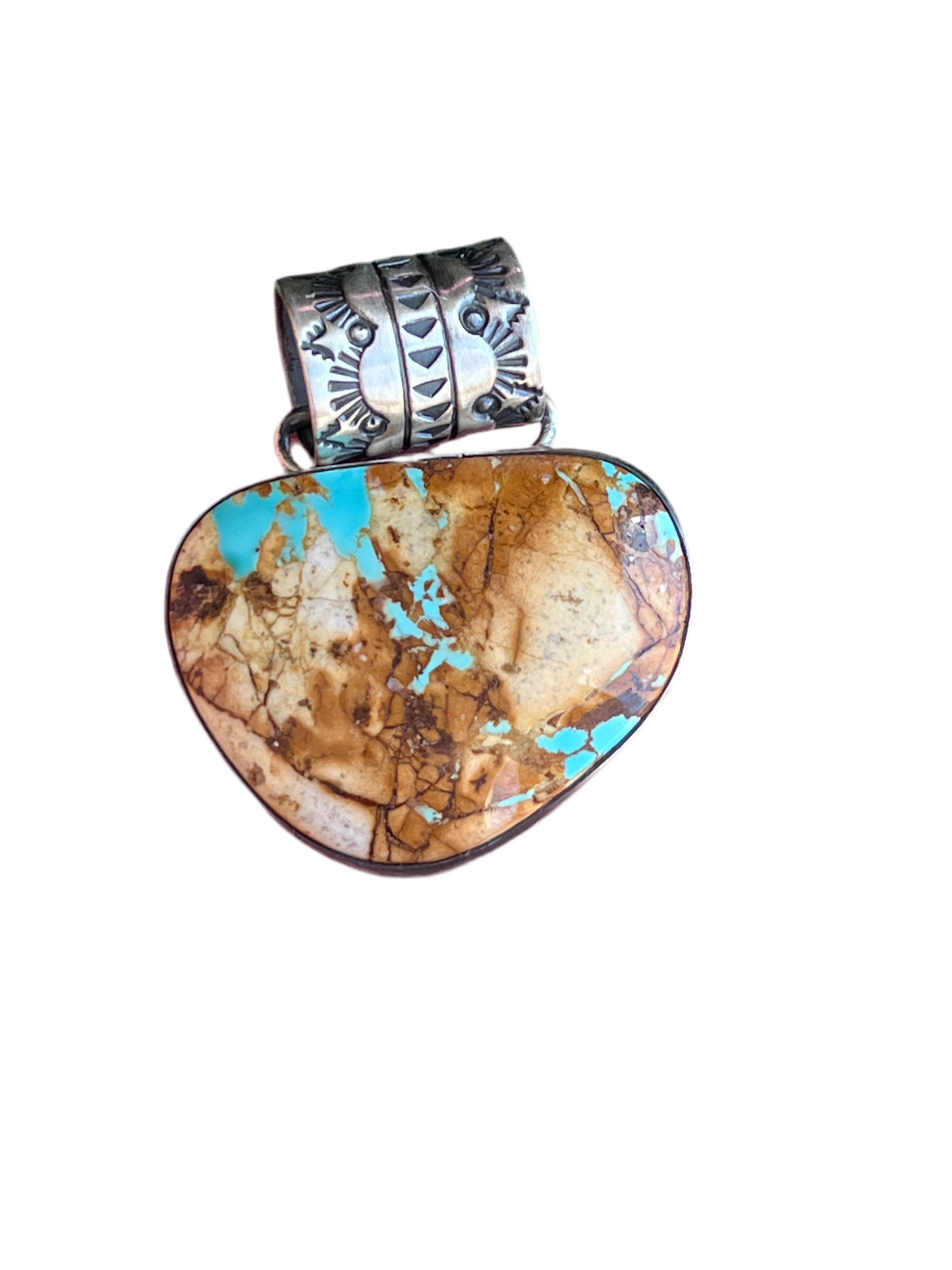 Navajo Sterling Silver and Royston Ribbon Turquoise Solo Pendant by Angela Martin