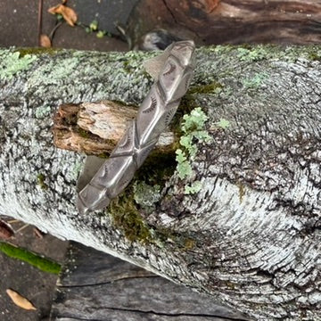 Navajo Made Sterling Silver Carinated Cuff Bracelet Signed MW