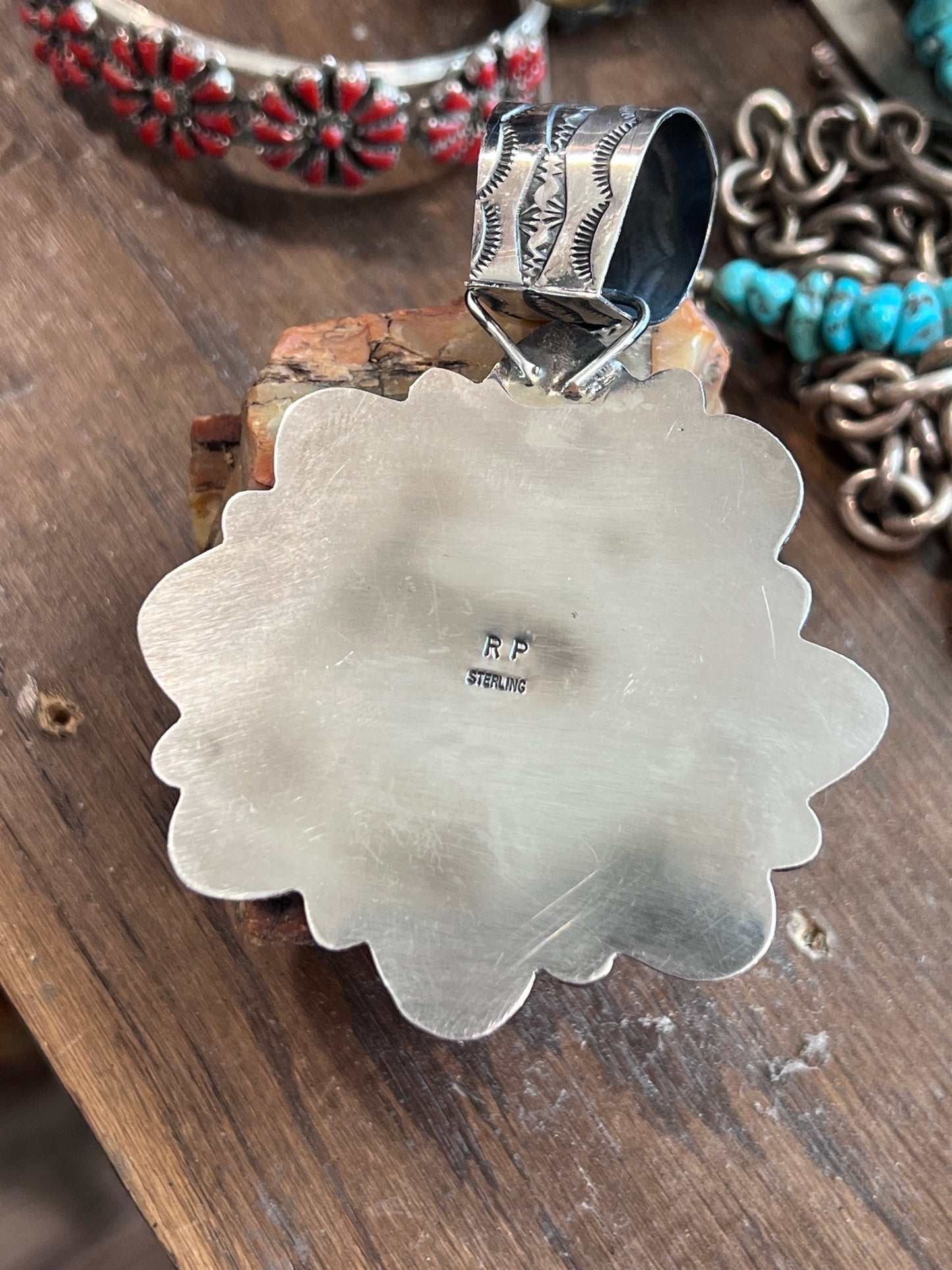 Turquoise Cluster Pendant with 1927 Liberty Quarter by Rosella Paxson