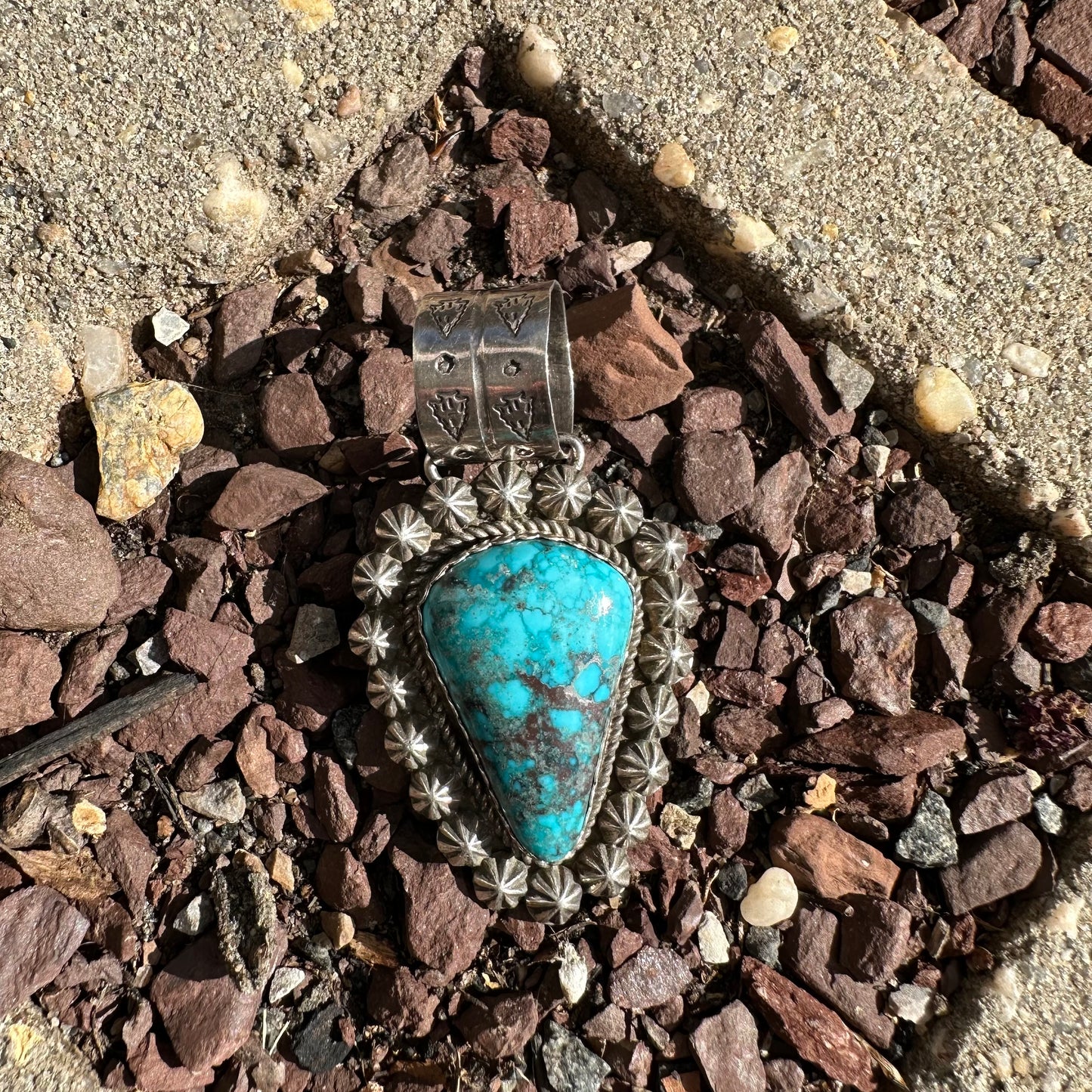 Navajo Made Sterling Silver and Turquoise Pendant by Leigha Cleveland