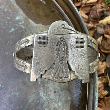Vintage Artisan Made Ingot Silver Thunderbird Cuff Bracelet, by Buffalo