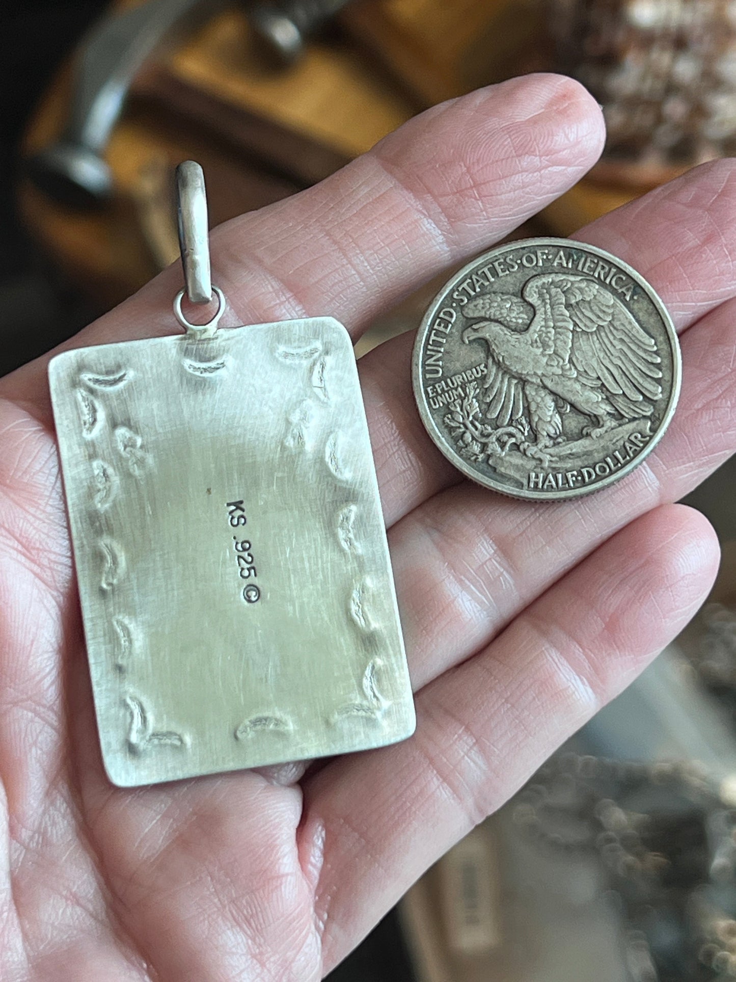 Hand Stamped Sterling Silver Fred Harvey Era Inspired Kachina Tag Pendant by Kimari Somers