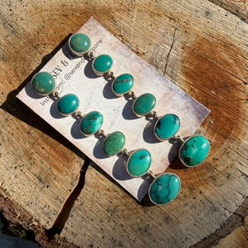 Sterling Silver Green Turquoise Shoulder Duster 6 Stone Earrings by Federico Jimenez