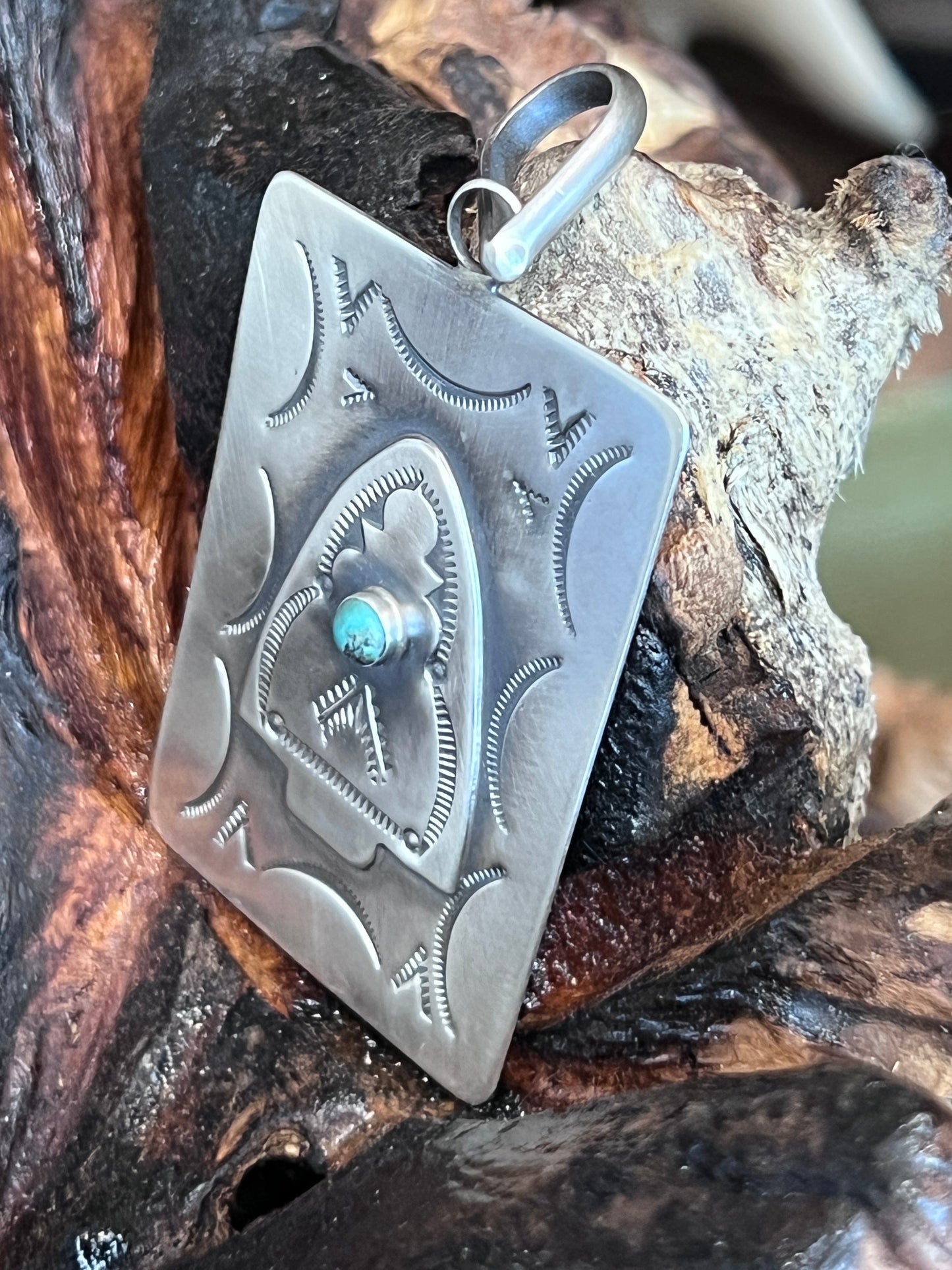 Hand Stamped Sterling Silver Fred Harvey Era Inspired Arrowhead Tag Pendant by Kimari Somers