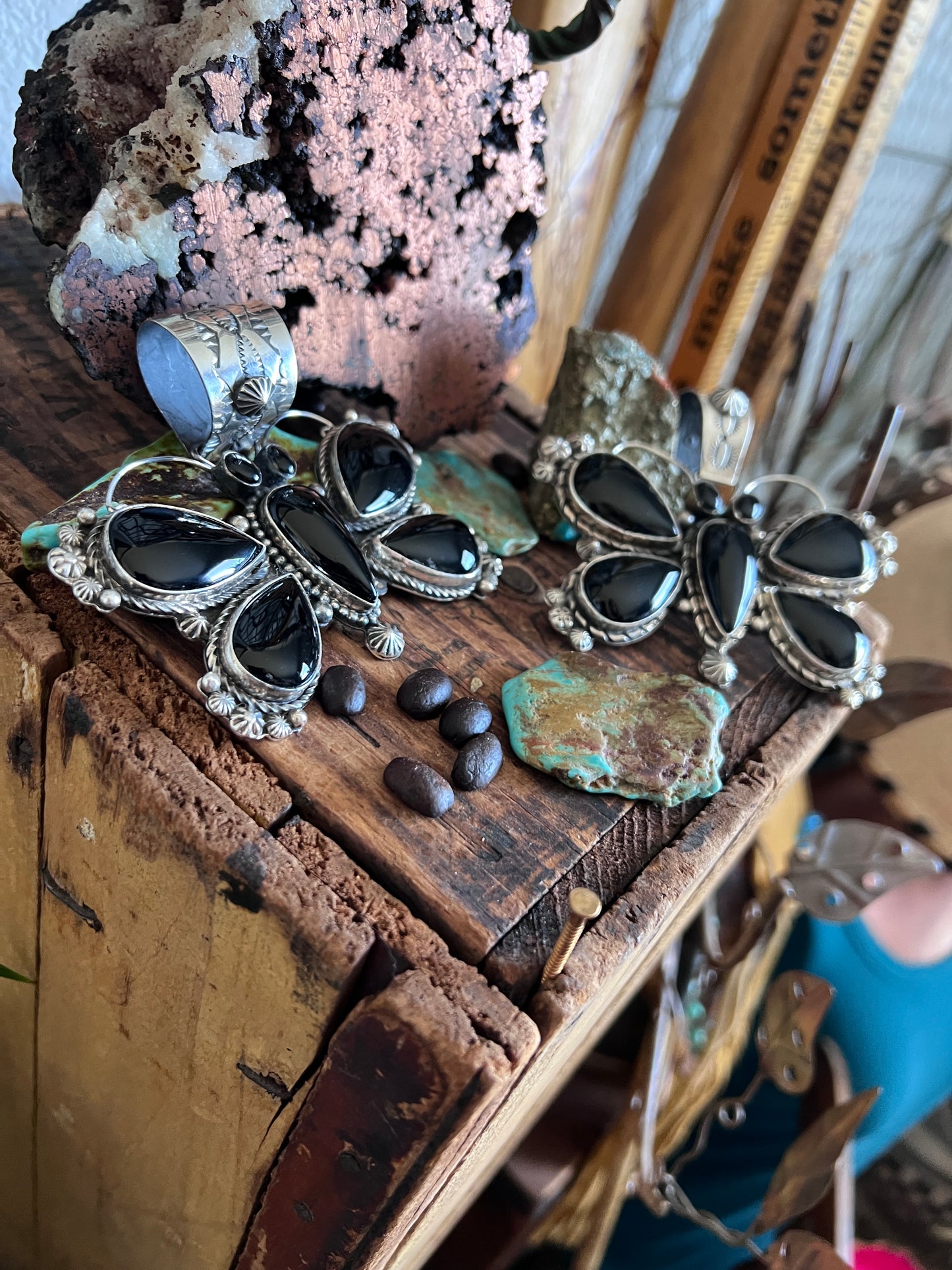 Black Onyx and Sterling Silver Butterfly Pendants by Rosella Paxson