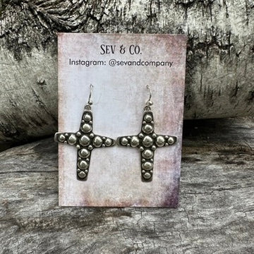 Native Made Sterling Silver Cross Earrings by Raymond Coriz