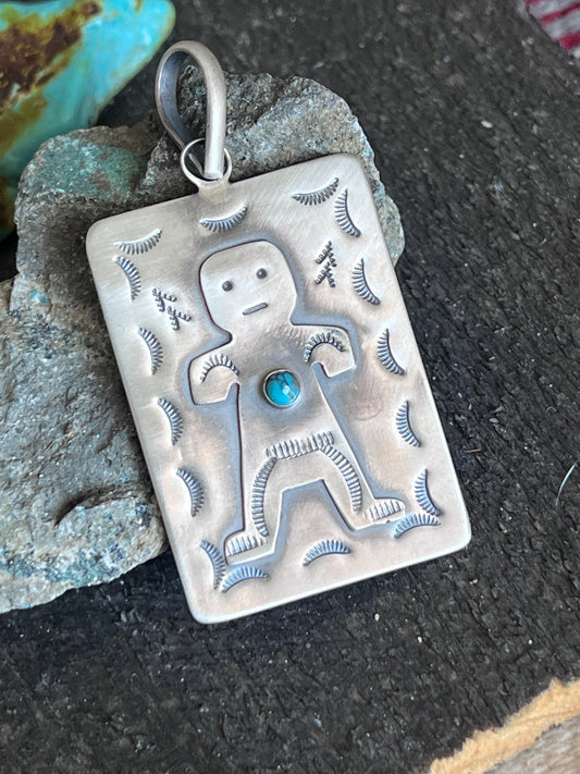 Hand Stamped Sterling Silver Fred Harvey Era Inspired Kachina Tag Pendant by Kimari Somers