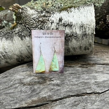 Artisan Made Sterling Silver and Australian Turquoise Light Minty Slab Earrings